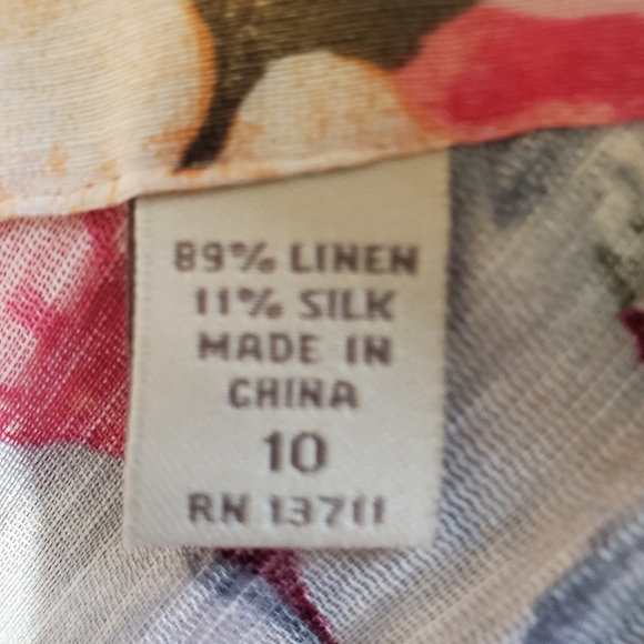 Valerie Steven's linen & silk floral A-line midi skirt. Size 10. - Picture 7 of 9